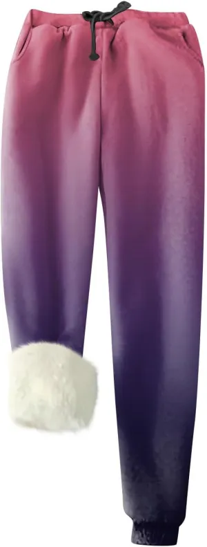 Fleece Sweatpants Women Casual Straight Legs Joggers Petite Pants with Pocket Warm Winter Fleece Lined Pants Clothes