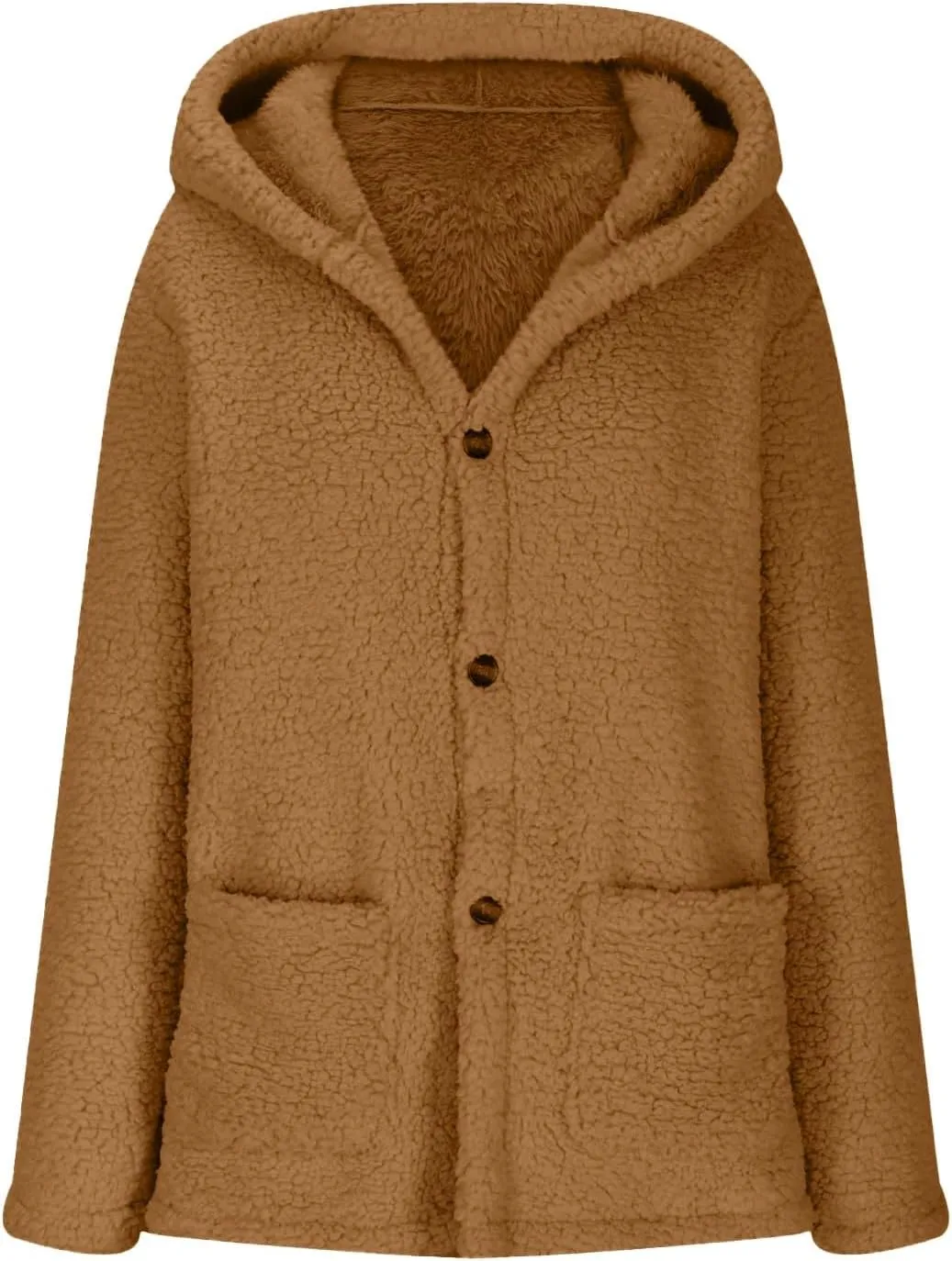 Fuzzy Fleece Jacket Hoodies for Women Winter Long Sleeve Hoodie Coat Fall Jackets Plus Size Button Plush Cardigan