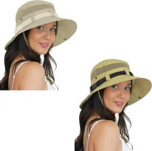 GearTOP Sun Hat Boonie Hat - Wide Brim Bucket Hat for Men and Women - UPF 50  Water-Resistant Beige & Khaki Bundle
