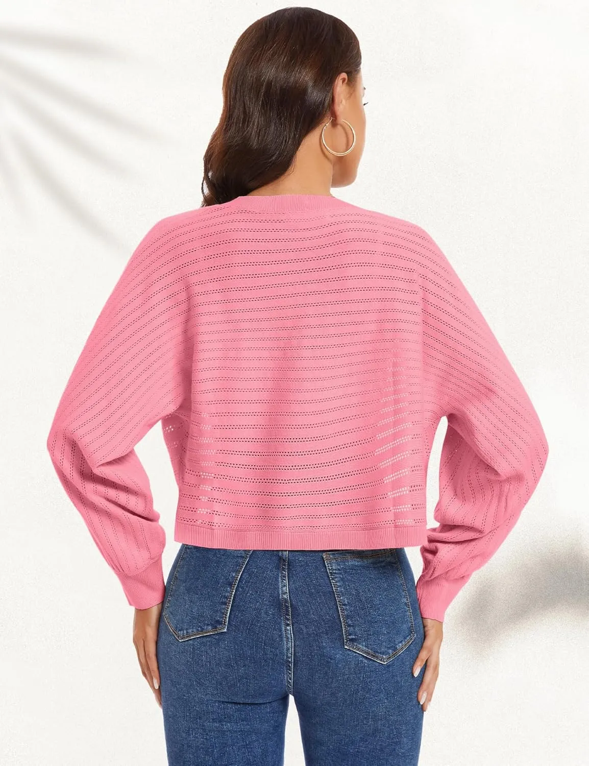 Genhoo Open Front Bolero Shrug for Women Long Sleeve Cropped Cardigan Sweaters Crochet Dressy Cardigans for Dresses