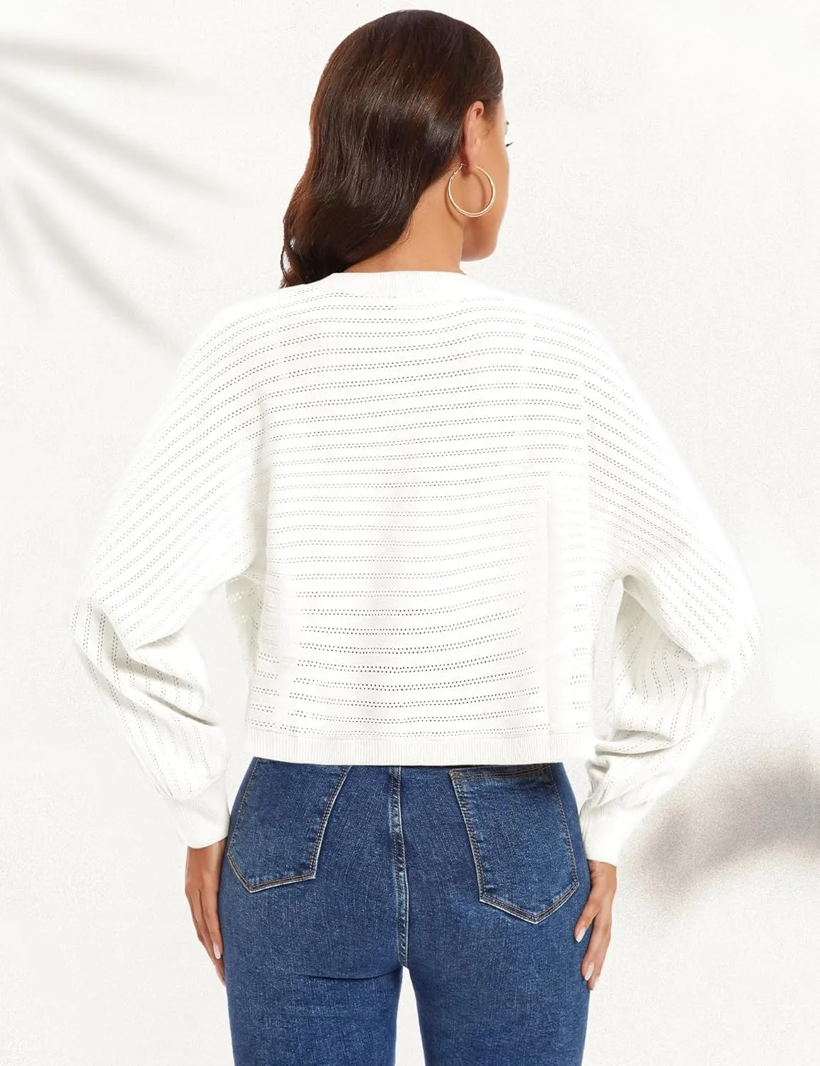 Genhoo Open Front Bolero Shrug for Women Long Sleeve Cropped Cardigan Sweaters Crochet Dressy Cardigans for Dresses