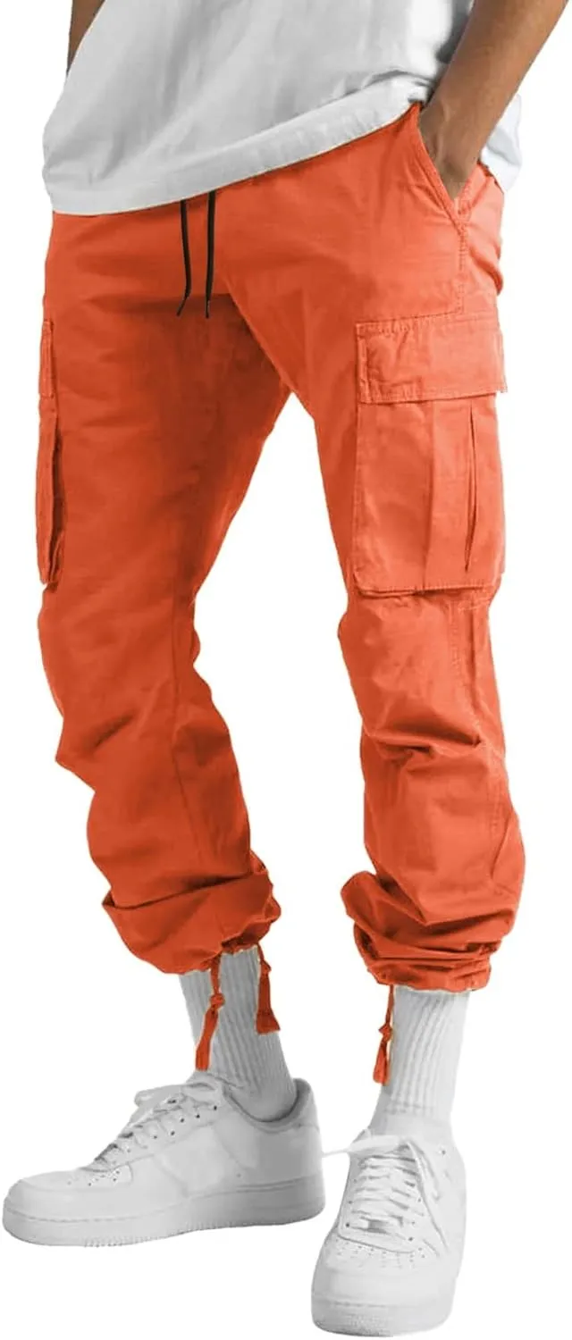 GIERIDUC Mens Stretch Waist Cargo Pants Mens Khaki Cargo Pants Relaxed Fit Mens Activewear Pants Tall Best Long Pants for Men