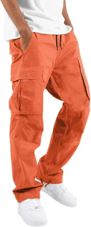 GIERIDUC Mens Stretch Waist Cargo Pants Mens Khaki Cargo Pants Relaxed Fit Mens Activewear Pants Tall Best Long Pants for Men