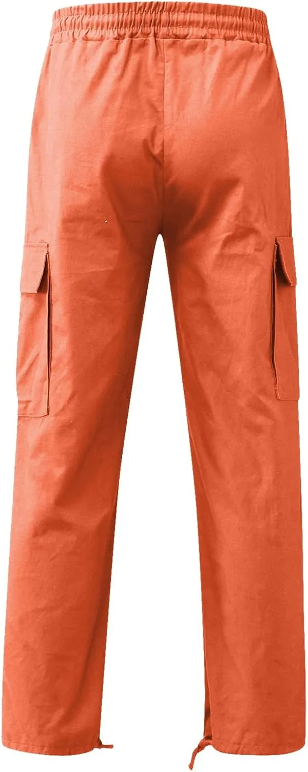 GIERIDUC Mens Stretch Waist Cargo Pants Mens Khaki Cargo Pants Relaxed Fit Mens Activewear Pants Tall Best Long Pants for Men
