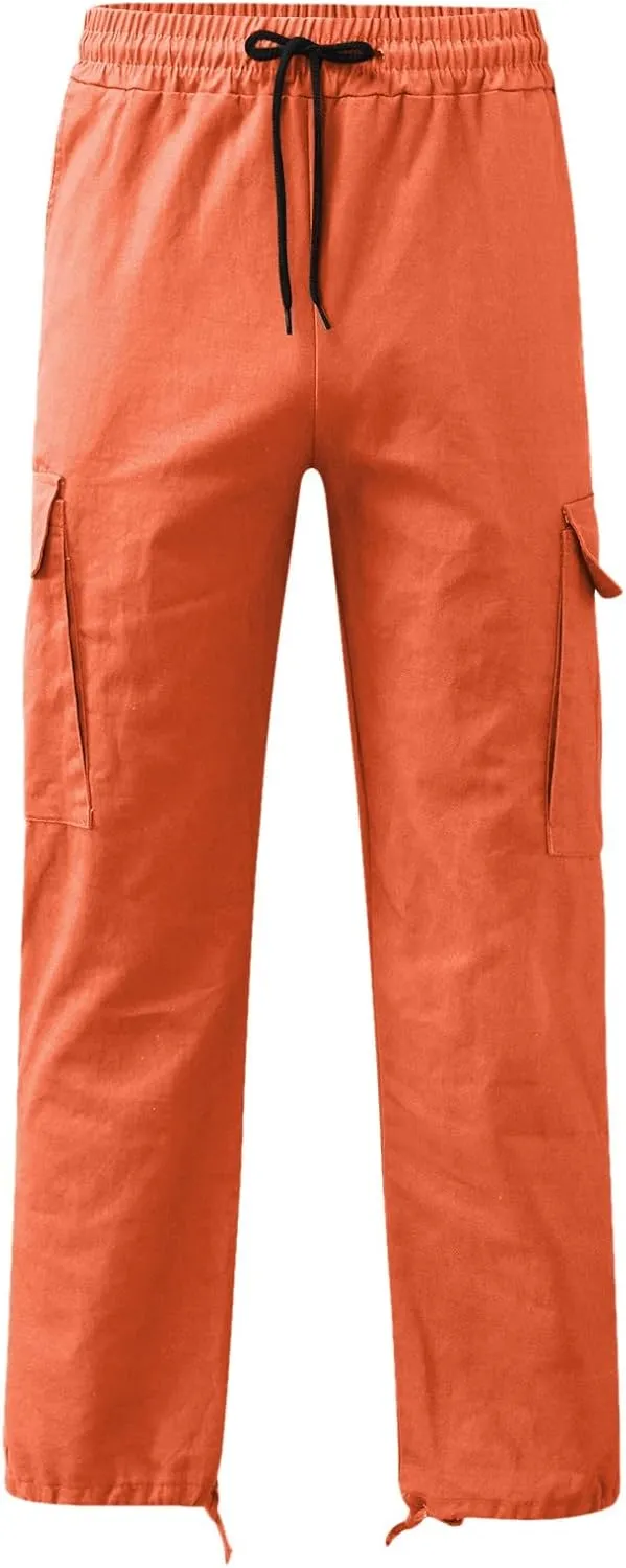 GIERIDUC Mens Stretch Waist Cargo Pants Mens Khaki Cargo Pants Relaxed Fit Mens Activewear Pants Tall Best Long Pants for Men