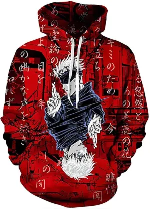 Gojo Satoru Hoodie Costume Cosplay Sweatshirt Sweater Hooded Pullover