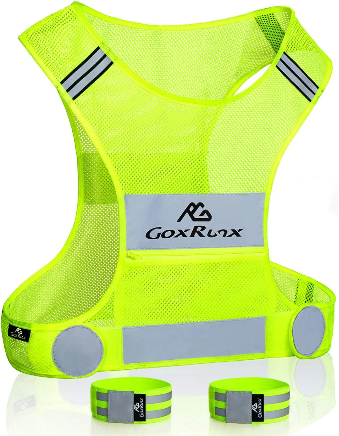 GoxRunx Reflective Vest Running Gear,Lightweight Reflective Safety Vests with Arm Bands