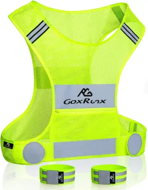 GoxRunx Reflective Vest Running Gear,Lightweight Reflective Safety Vests with Arm Bands