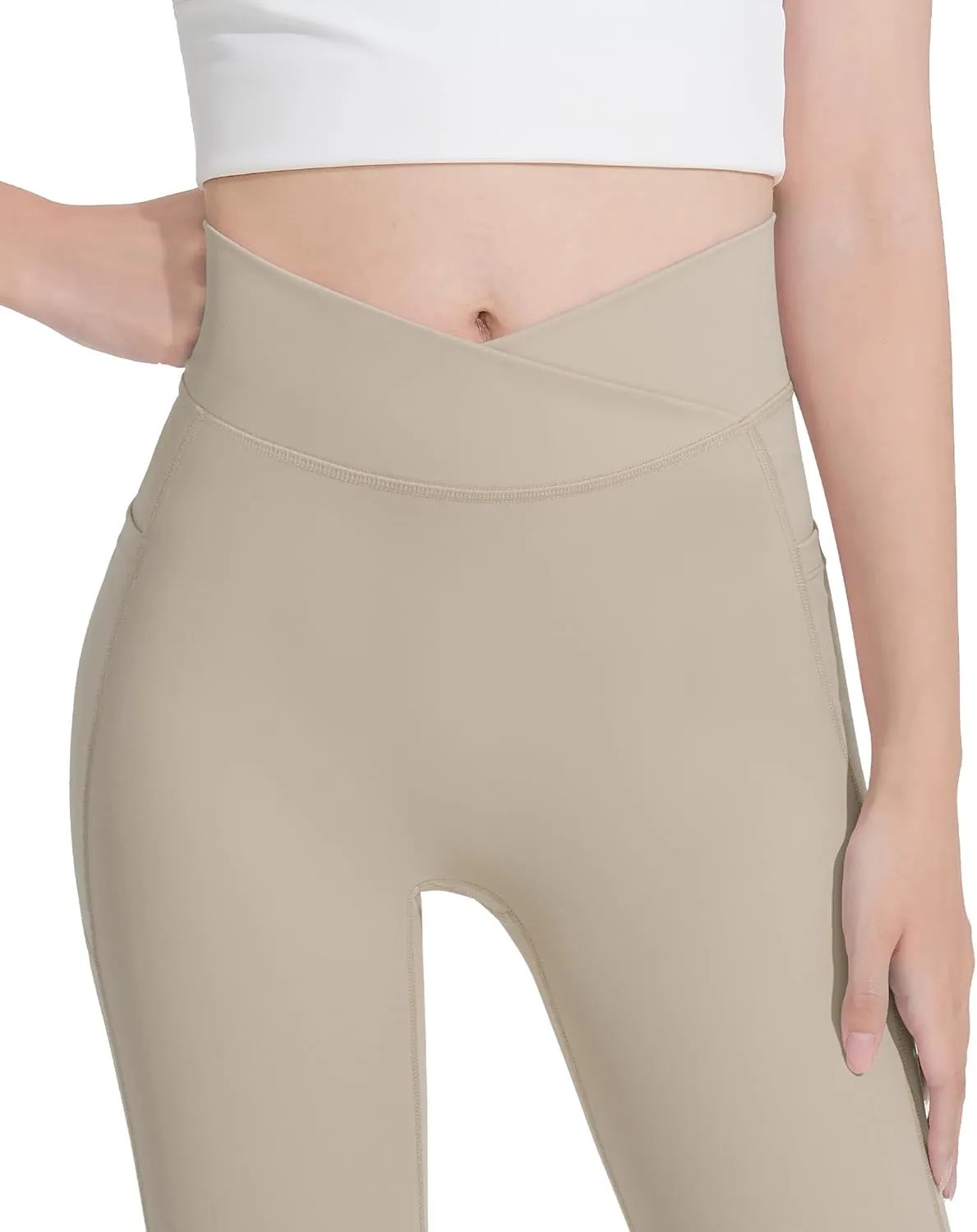 HASMES Girls Flare Leggings with Pockets Kids Bell Bottom High Waisted Flare Yoga Pants for Dance Activewear