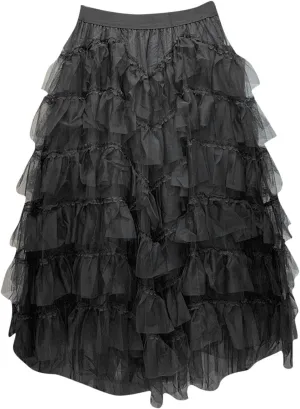 HGps8w Women's Long Maxi Tiered Tulle Skirts Elegant Layered Mesh Ballet Prom Party Tulle Tutu A-line Midi Skirt