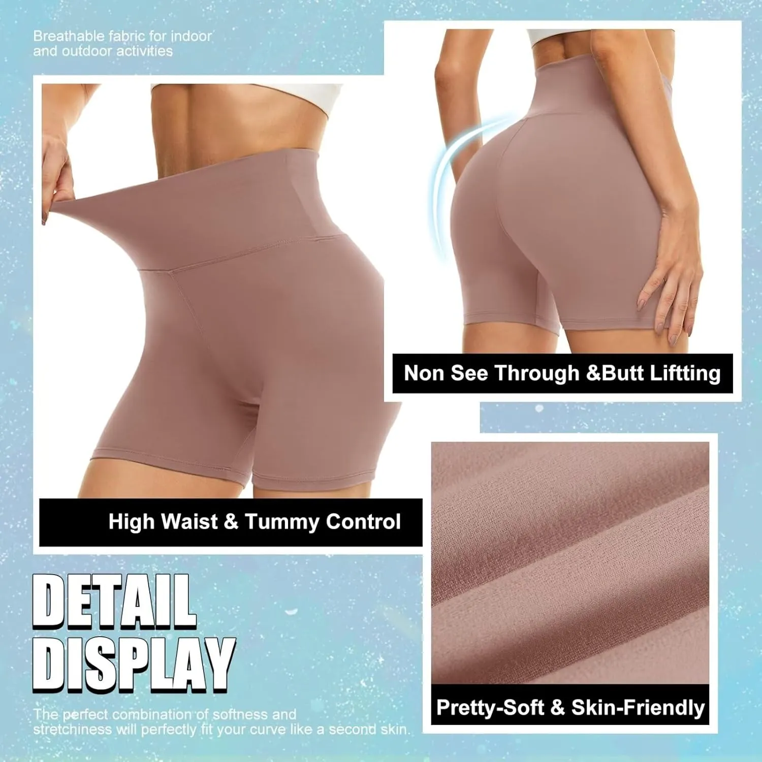 HIGHDAYS 5” Biker Shorts for Women - High Waist Tummy Control Stretch Spandex Workout Yoga Running Gym Underwear