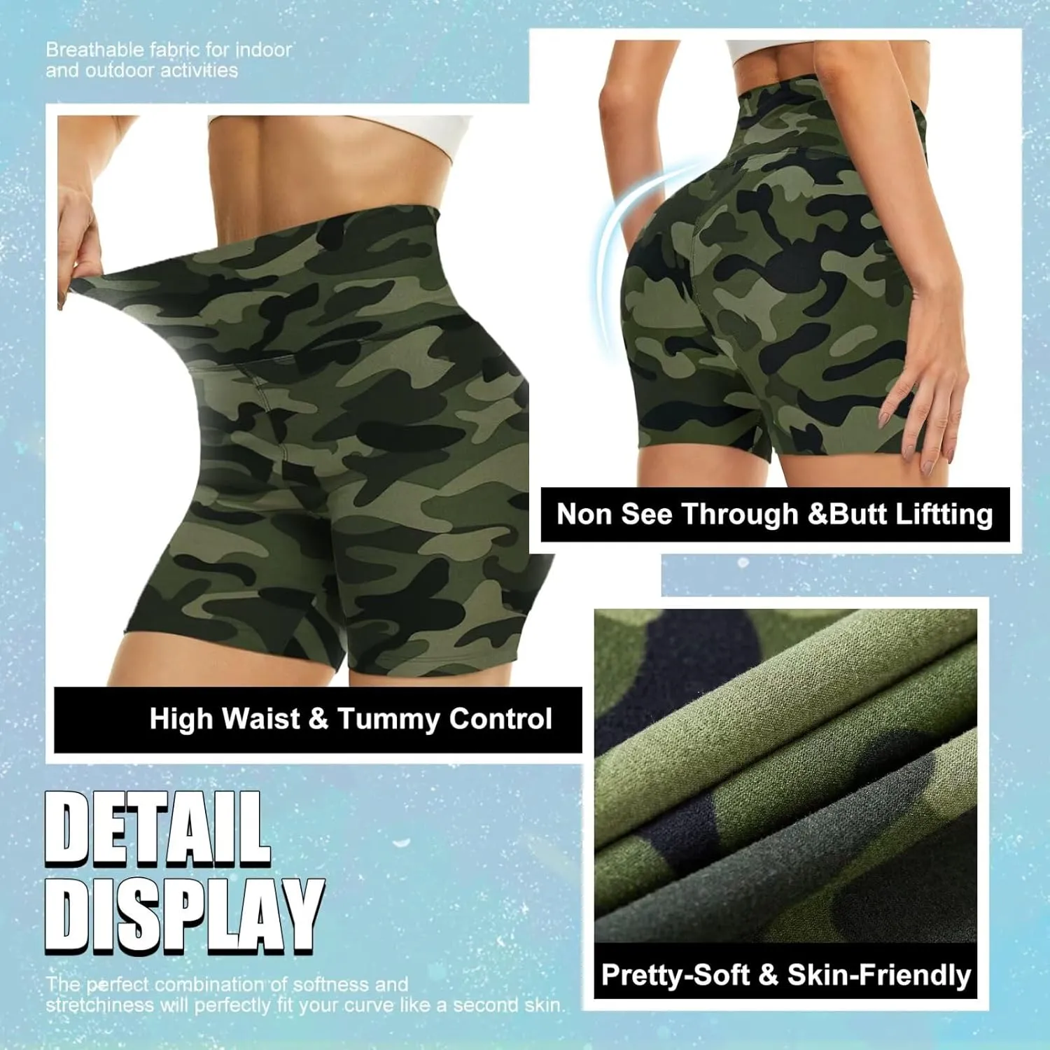 HIGHDAYS 5” Biker Shorts for Women - High Waist Tummy Control Stretch Spandex Workout Yoga Running Gym Underwear