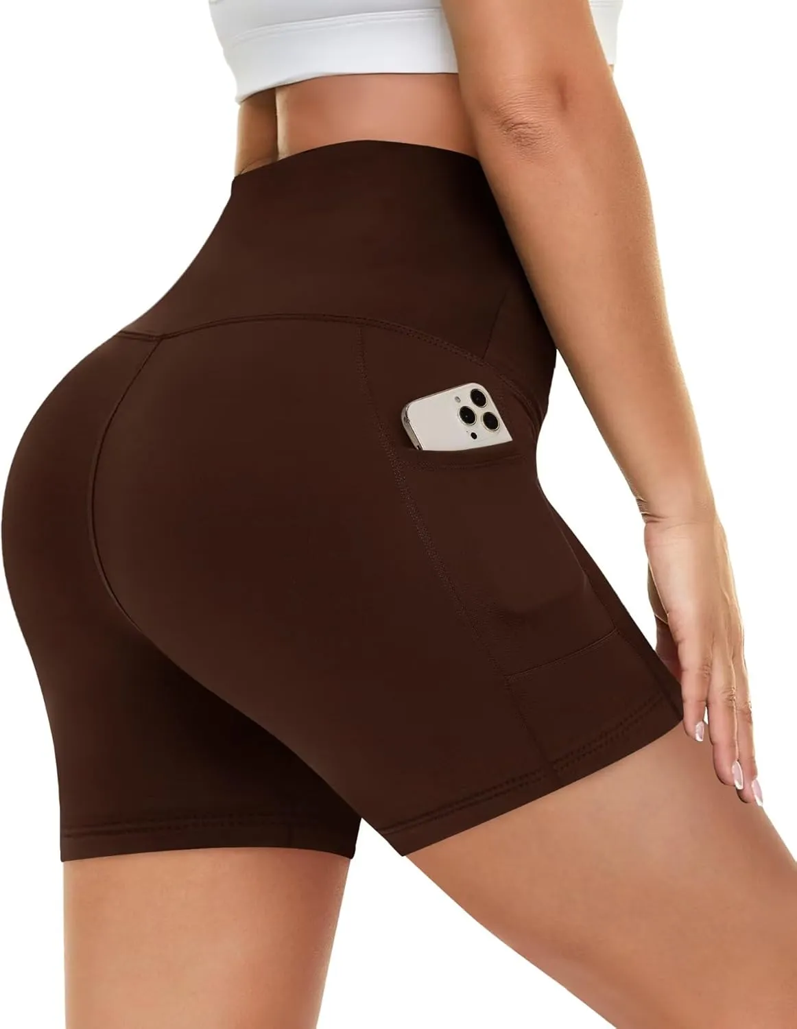 HIGHDAYS 5” Biker Shorts for Women with Pockets-High Waist Tummy Control Spandex Workout Yoga Running Gym Activewear