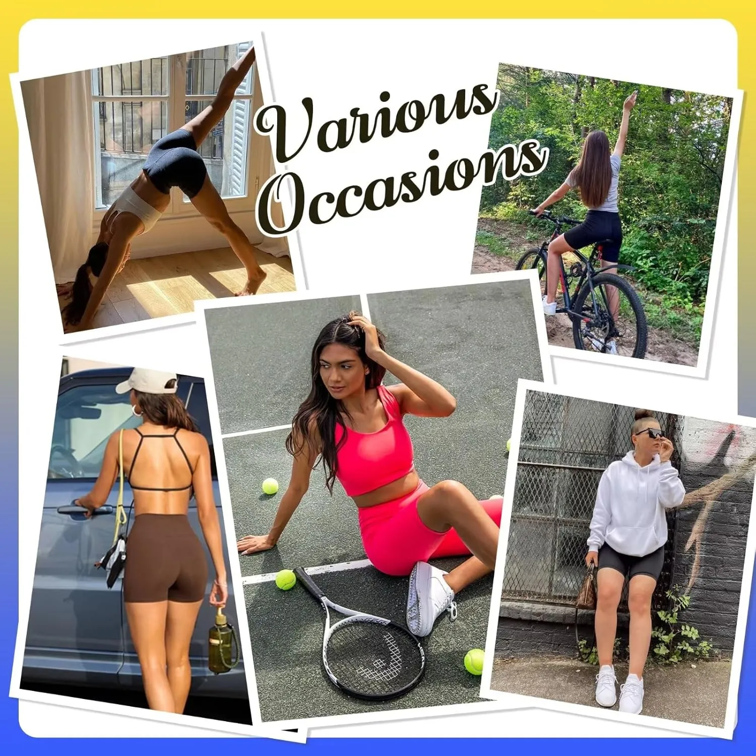 HIGHDAYS 5” Biker Shorts for Women with Pockets-High Waist Tummy Control Spandex Workout Yoga Running Gym Activewear
