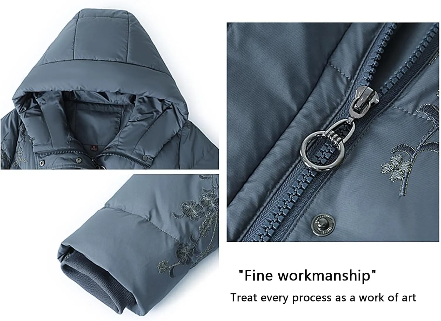 Hooded Puffer Jacket Middle-Aged Mother Insulated Down Coat Casual Outdoor Wear