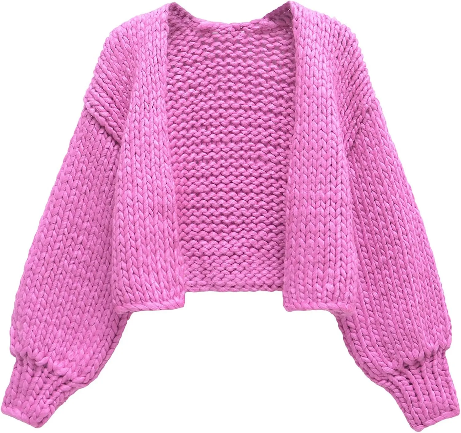 HOULENGS Women's Cardigan Sweaters 2025 Spring Fall Trendy Chunky Knit Outerwear Open Front Fashion Long Sleeve Cardigans