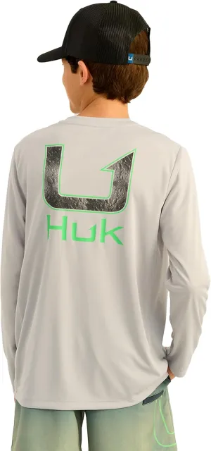 HUK Boys' Pursuit Pattern Long Sleeve, Fishing Shirt for Kids