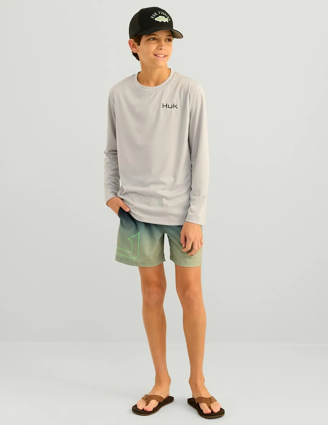 HUK Boys' Pursuit Pattern Long Sleeve, Fishing Shirt for Kids