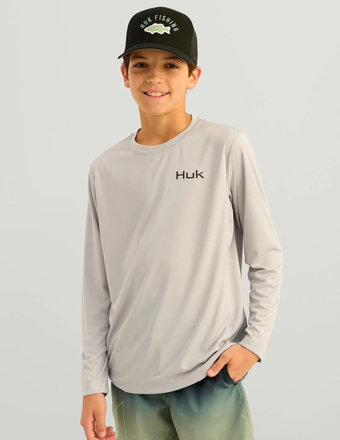 HUK Boys' Pursuit Pattern Long Sleeve, Fishing Shirt for Kids