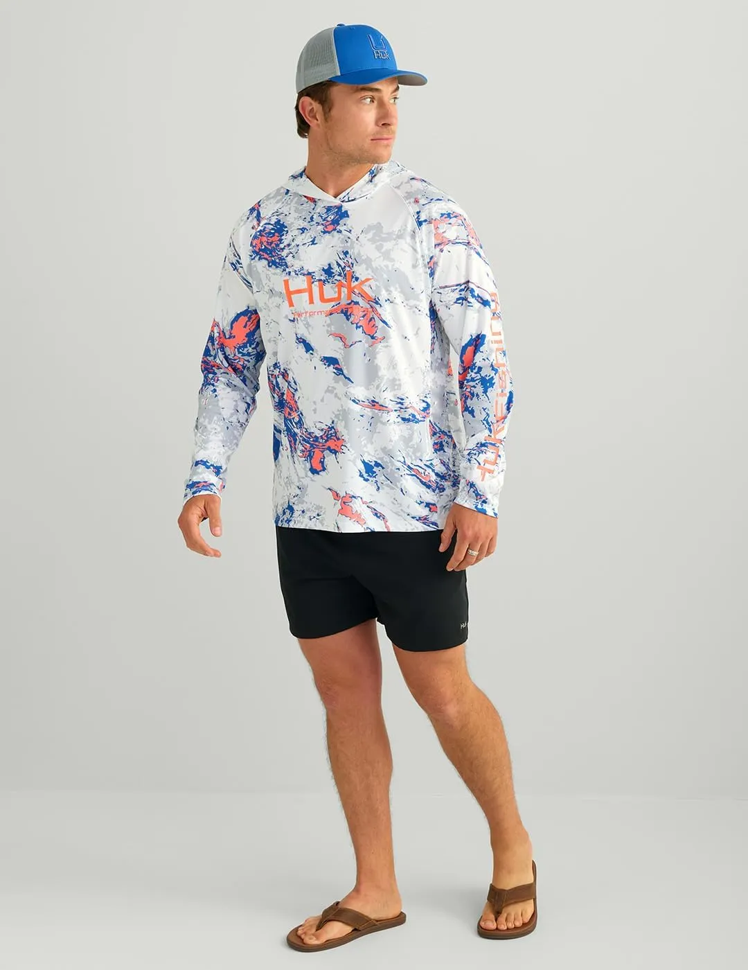 HUK Men's Pursuit Pattern Crew Sleeve, Performance Shirt