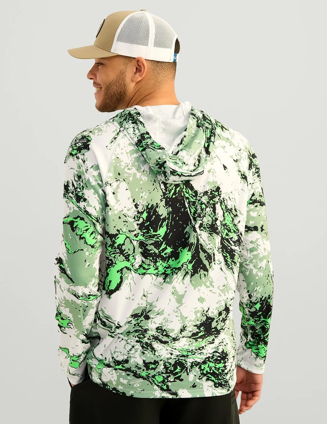 HUK Men's Pursuit Pattern Crew Sleeve, Performance Shirt