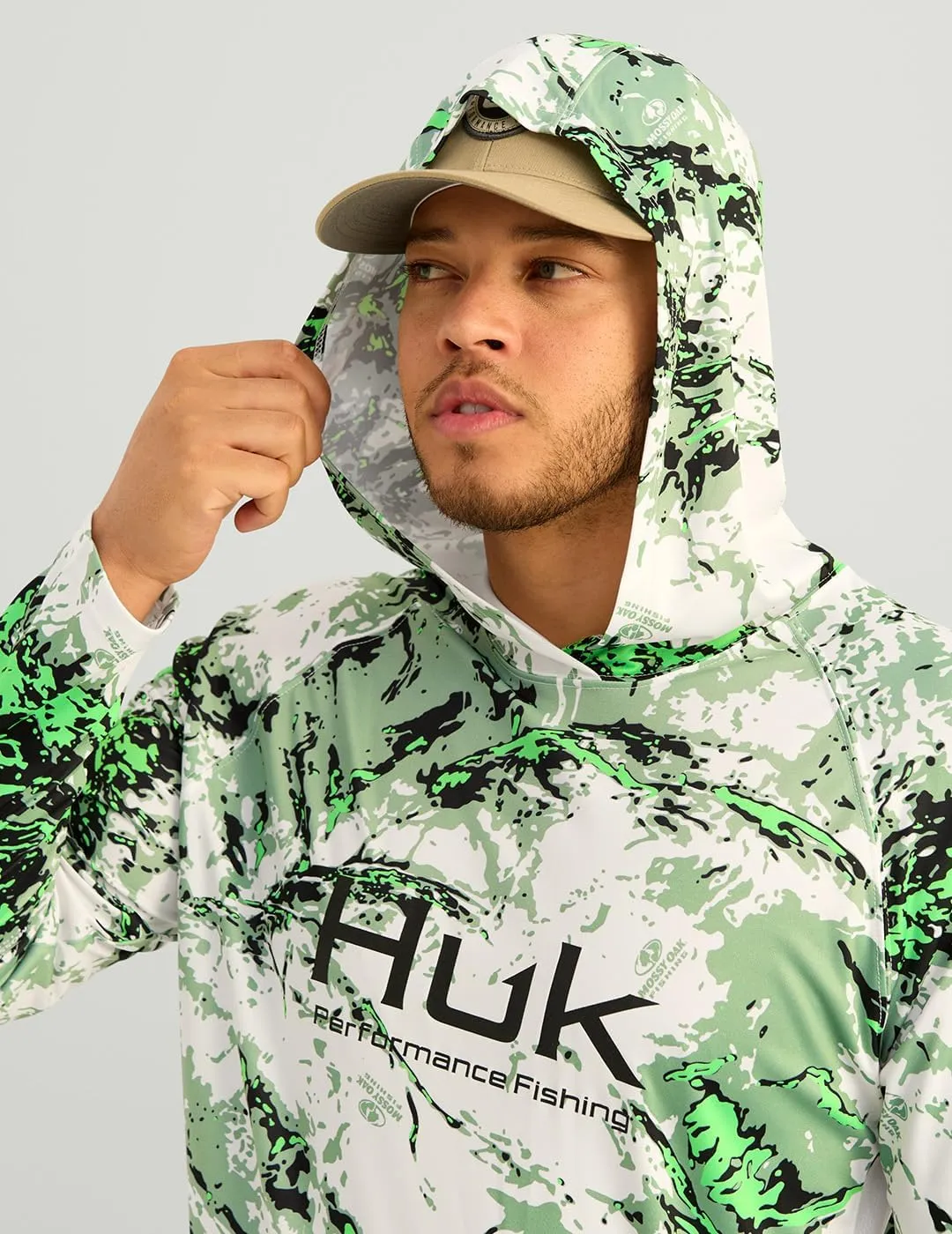HUK Men's Pursuit Pattern Crew Sleeve, Performance Shirt