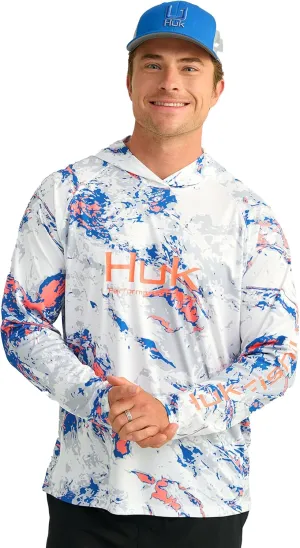 HUK Men's Pursuit Pattern Crew Sleeve, Performance Shirt