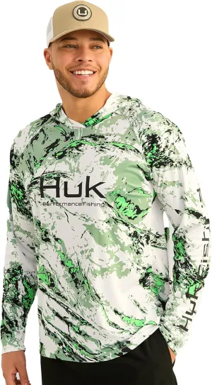 HUK Men's Pursuit Pattern Crew Sleeve, Performance Shirt
