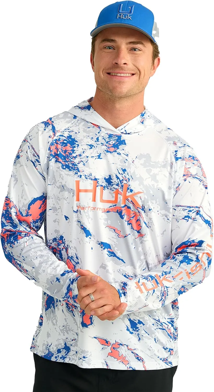HUK Men's Pursuit Pattern Crew Sleeve, Performance Shirt