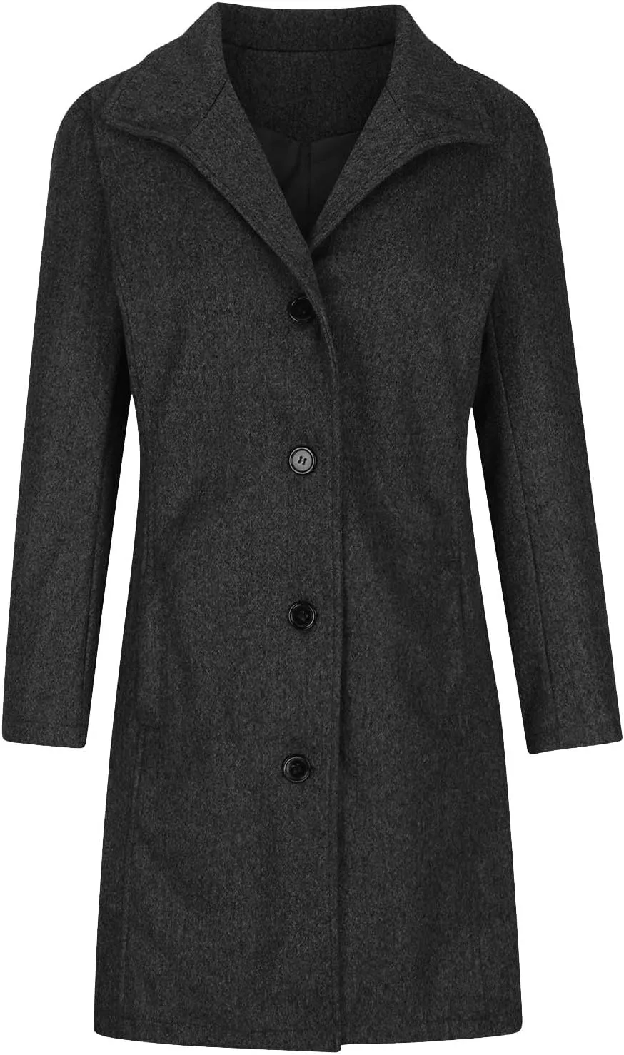 Hvyesh Womens Wool Trench Pea Coats 2024 Winter Jackets Trendy Notch Lapel Double Breasted Mid Long Warm Jacket Overcoat