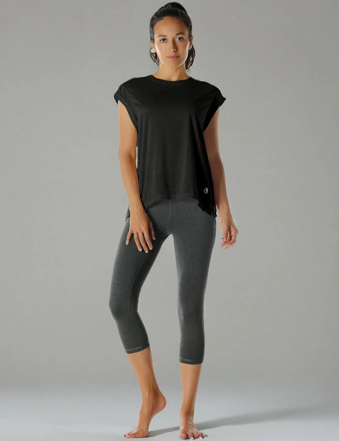 icyzone Open Back Workout Top Shirts - Yoga t-Shirts Activewear Exercise Tops for Women(Pack of 2)