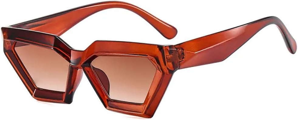 Irregular Cat Eye sunglasses Women Vintage Triangle Sun Glasses UV400 Thick Frame Polygon Sunglass