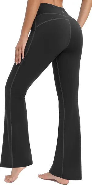 IUGA Fleece Lined Bootcut Yoga Pants with Pockets for Women Thermal Bootleg Pants Winter Workout Flare Leggings
