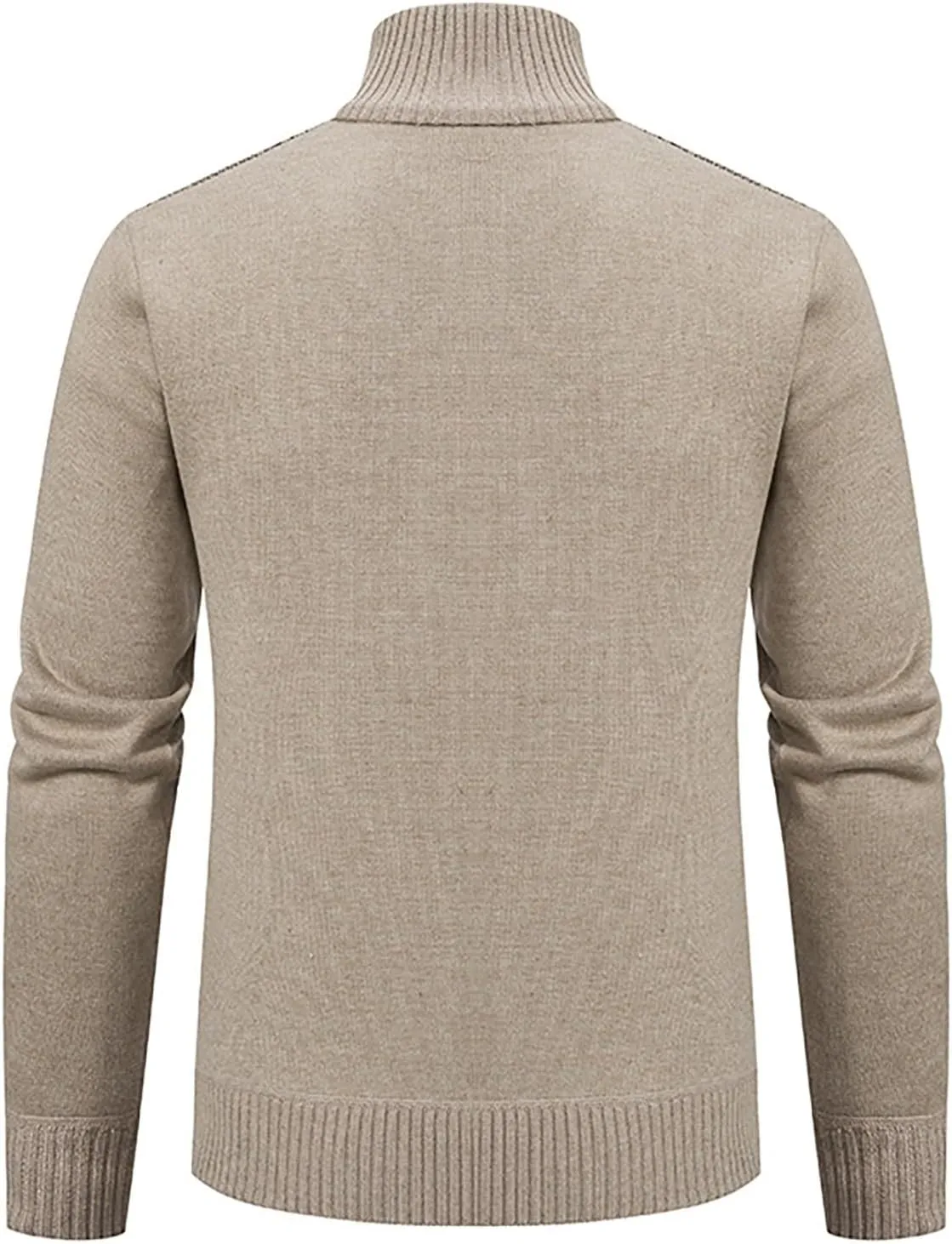 Jacket for Men's 2024 Trendy Ribbed Knit Cardigan Sweater Full Zipper Stand Collar Long Sleeves Soft Knitwear Tops