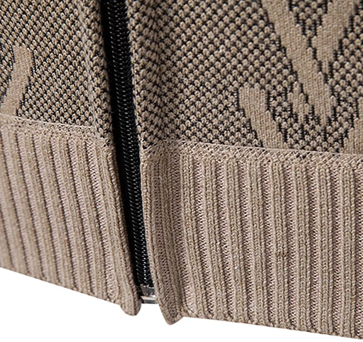 Jacket for Men's 2024 Trendy Ribbed Knit Cardigan Sweater Full Zipper Stand Collar Long Sleeves Soft Knitwear Tops