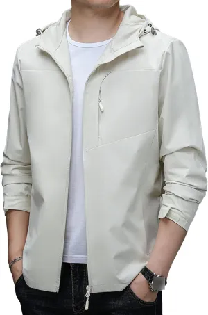 JEShifangjiusu Men's Lightweight Waterproof Hooded Rain Jacket Outdoor Raincoat Jacket Mountain Sport Jacket Windbreaker