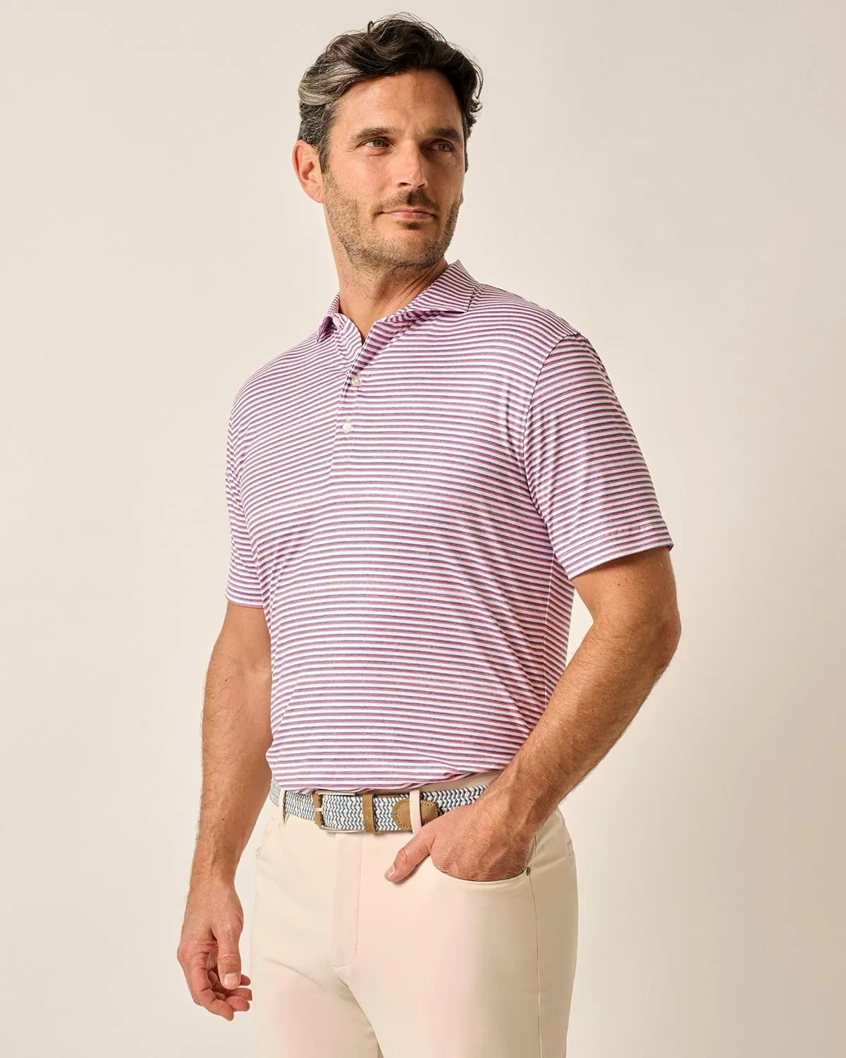 johnnie-O Featherweight Performance Polo - Warwick Stripe