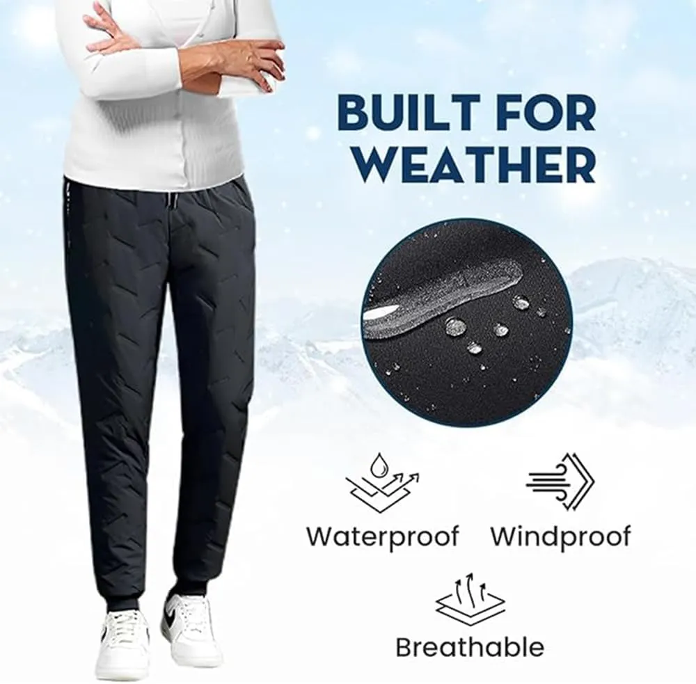 Julidostore Fleece Lined Pants, FleeceActive Waterproof Windproof Straight Jogger Pants, Winter Outdoor Wear for Women