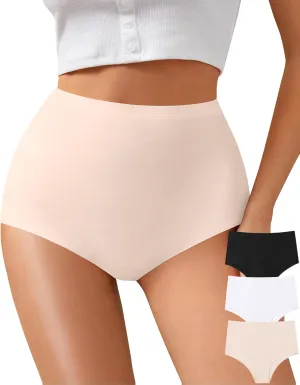 K-CHEONY Womens High Waisted Thongs No Show Panties Lightweight Soft Stretch High Cut Underwear 3 Pack