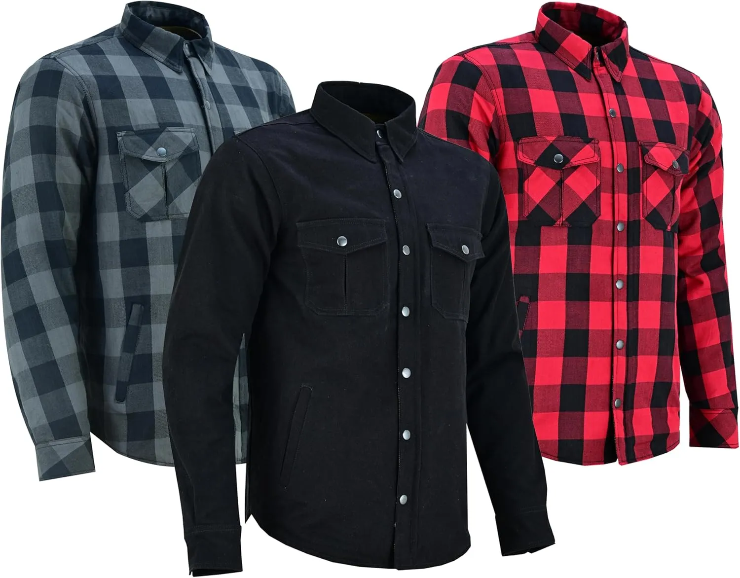 Kevlar Motorcycle Shirt Men – CE Armored Riding Flannel with Shoulder, Elbow & Back Protection – Summer Biker Gear