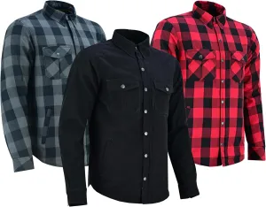 Kevlar Motorcycle Shirt Men – CE Armored Riding Flannel with Shoulder, Elbow & Back Protection – Summer Biker Gear