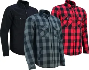 Kevlar Motorcycle Shirt Men – CE Armored Riding Flannel with Shoulder, Elbow & Back Protection – Summer Biker Gear