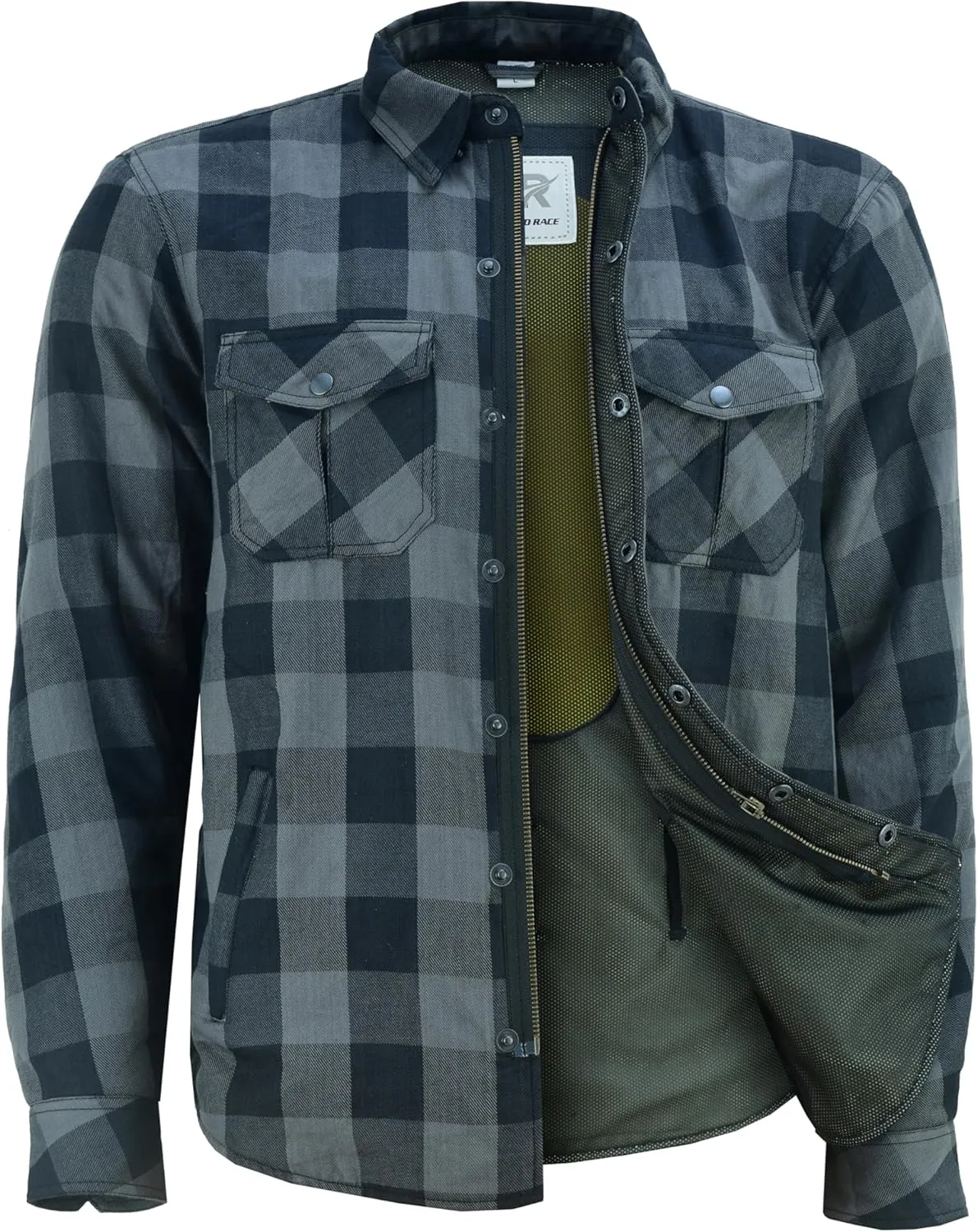 Kevlar Motorcycle Shirt Men – CE Armored Riding Flannel with Shoulder, Elbow & Back Protection – Summer Biker Gear
