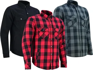 Kevlar Motorcycle Shirt Men – CE Armored Riding Flannel with Shoulder, Elbow & Back Protection – Summer Biker Gear