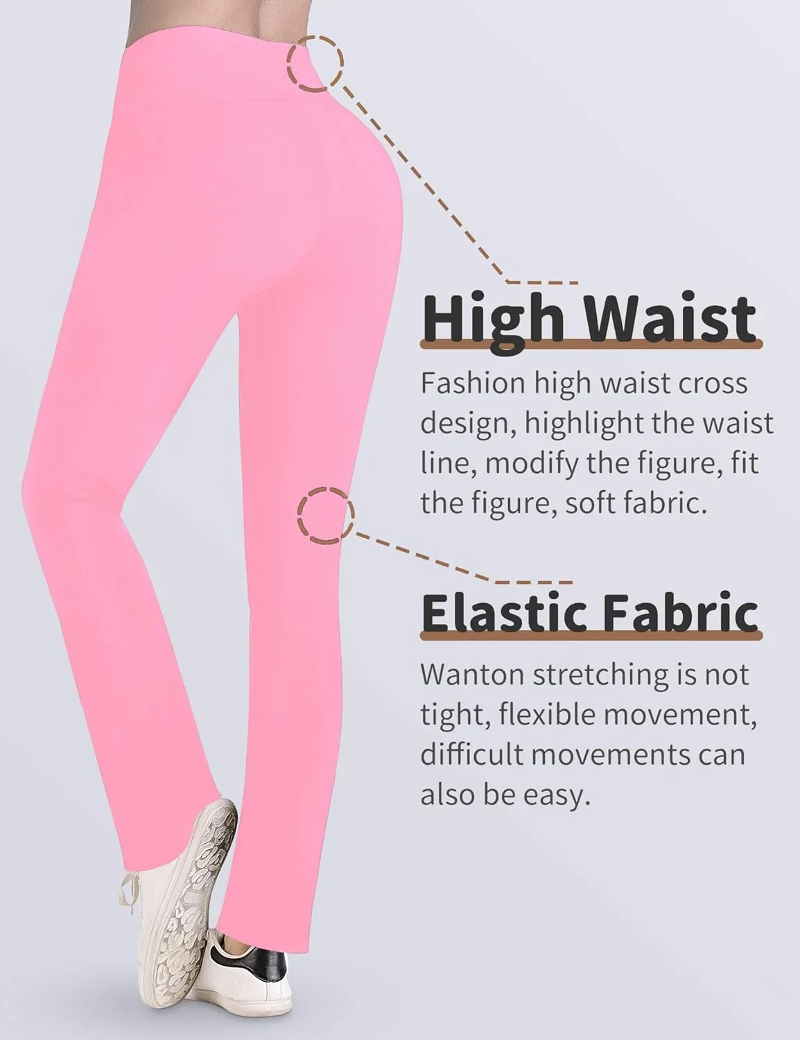 Leggings with Pockets for Girls Solid Black Stretch High Waist Tummy Control Workout Dance Bootcut Yoga Pants