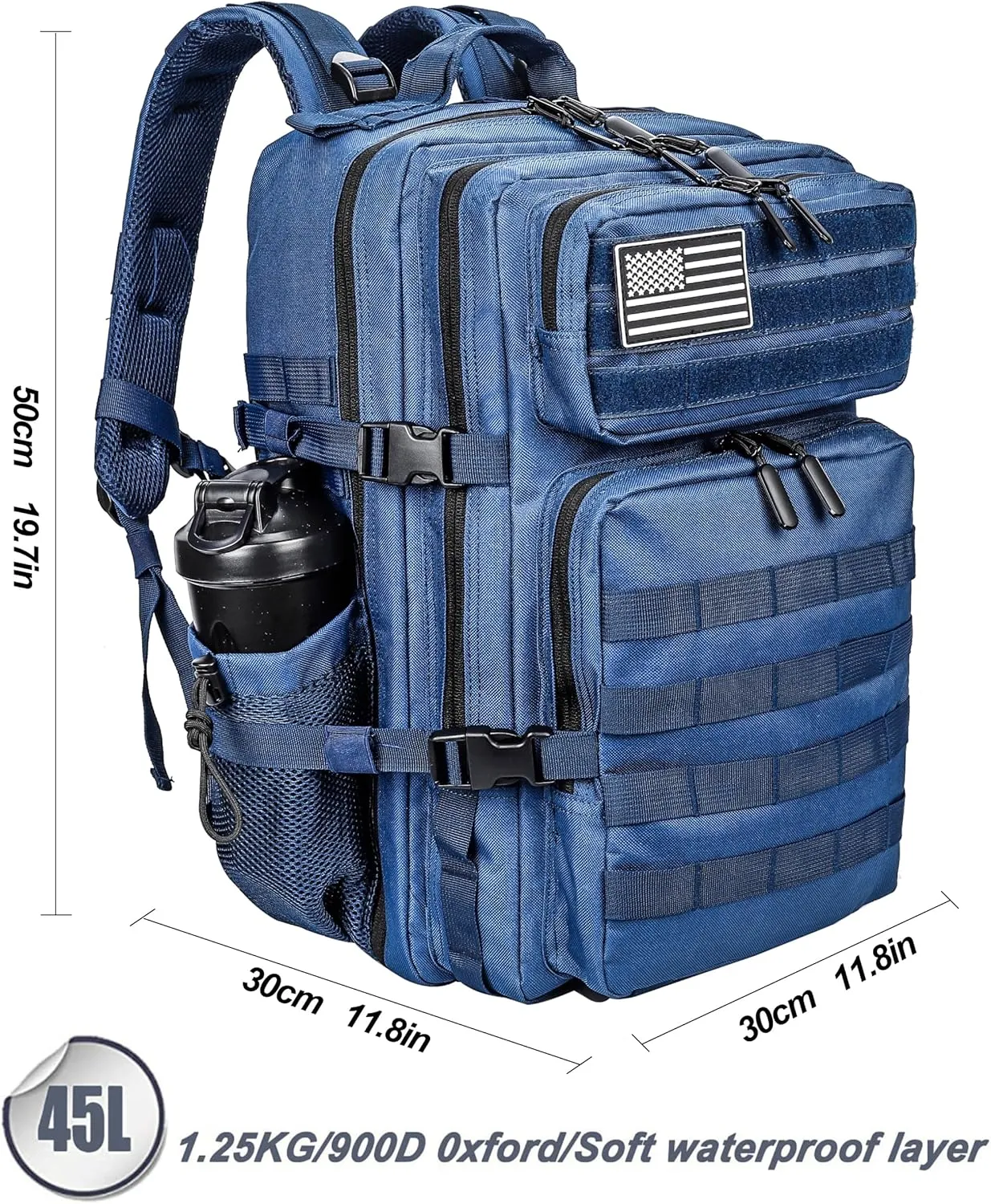 LHI Military Tactical Backpack for Men and Women 45L Army 3 Days Assault Pack Bag Large Rucksack with Molle System