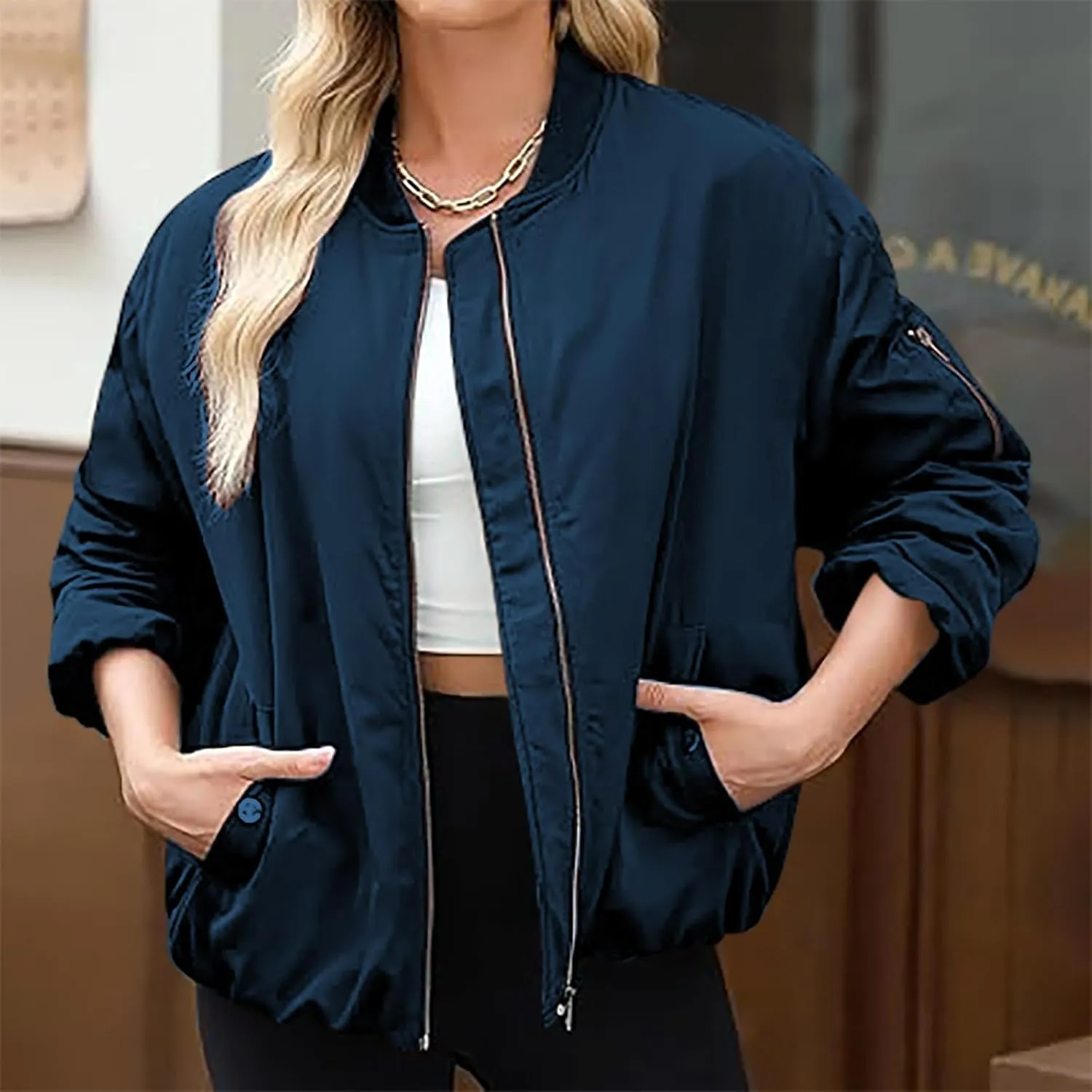 Lightweight Puffer Jacket Womens Winter Coats Casual Padded Down Coats Warm Outwear Tops with Pockets Bomber Jackets