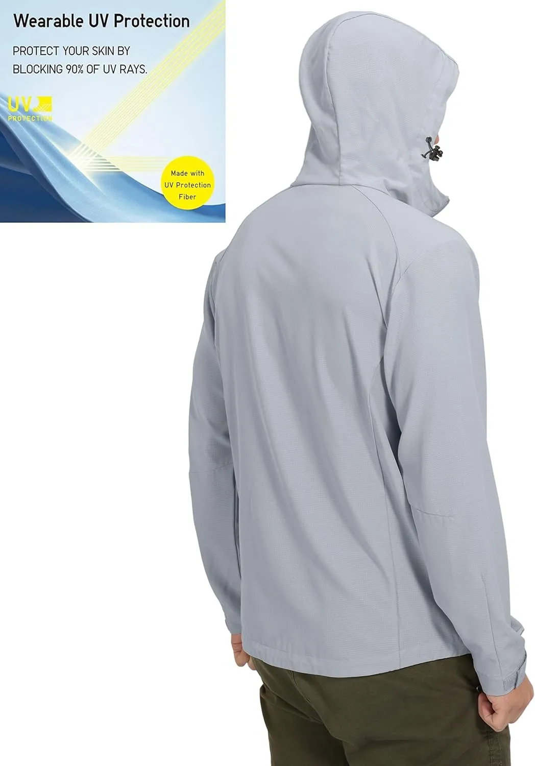 Little Donkey Andy Men's UPF 50  Sun Protection Jackets Stretch Breathable Hoodie Summer Shirts for Hiking