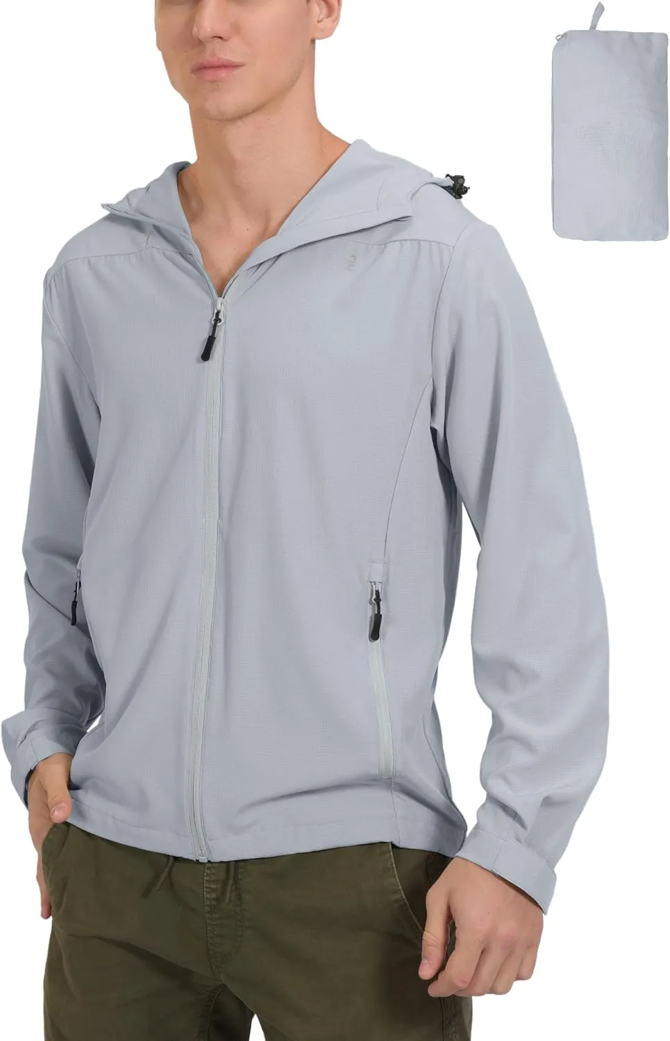 Little Donkey Andy Men's UPF 50  Sun Protection Jackets Stretch Breathable Hoodie Summer Shirts for Hiking