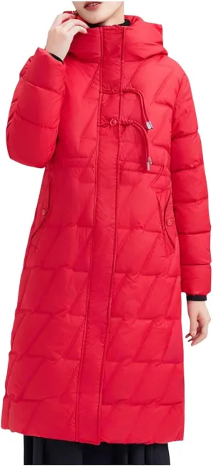 Long Parka Coats for Women 2024 Trendy Puffer Jacket Mock Neck Zip Up Down Jacket Windproof Mid Length Winter Coat